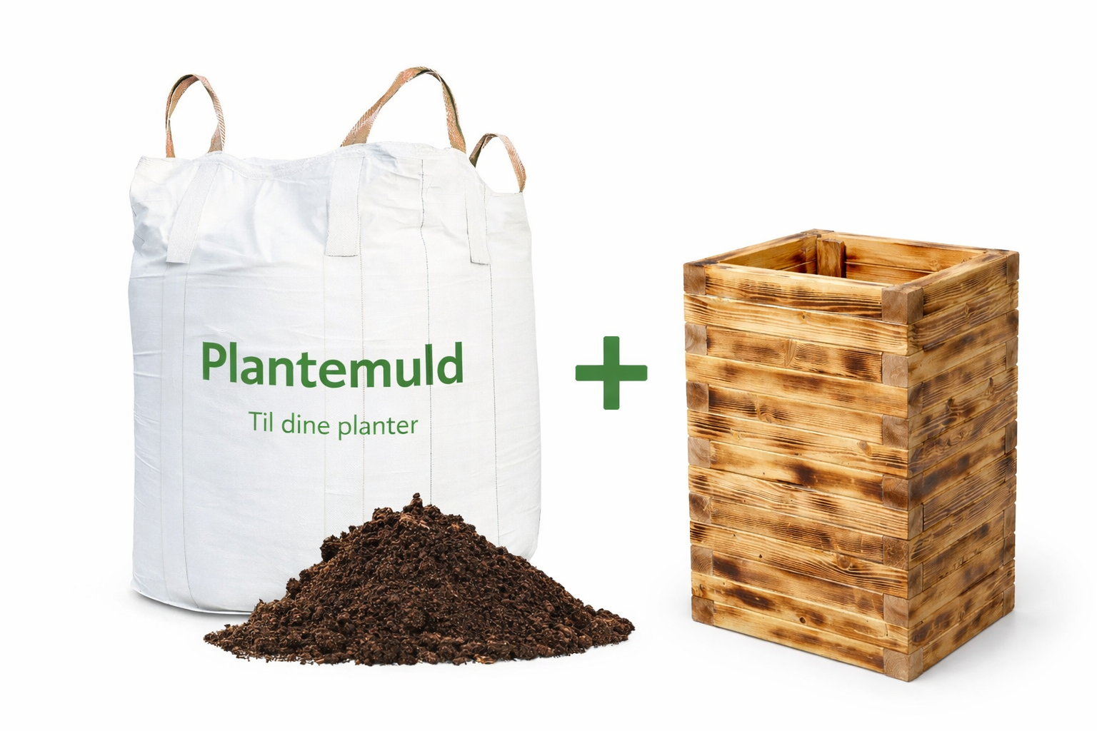 Plantekasser + plantemuld - komplet pakketilbud