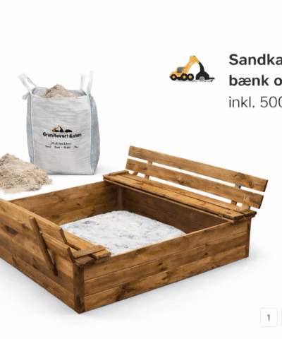 Sandkasse med bænk og låg