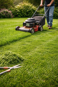 Første klipning af græstæppe