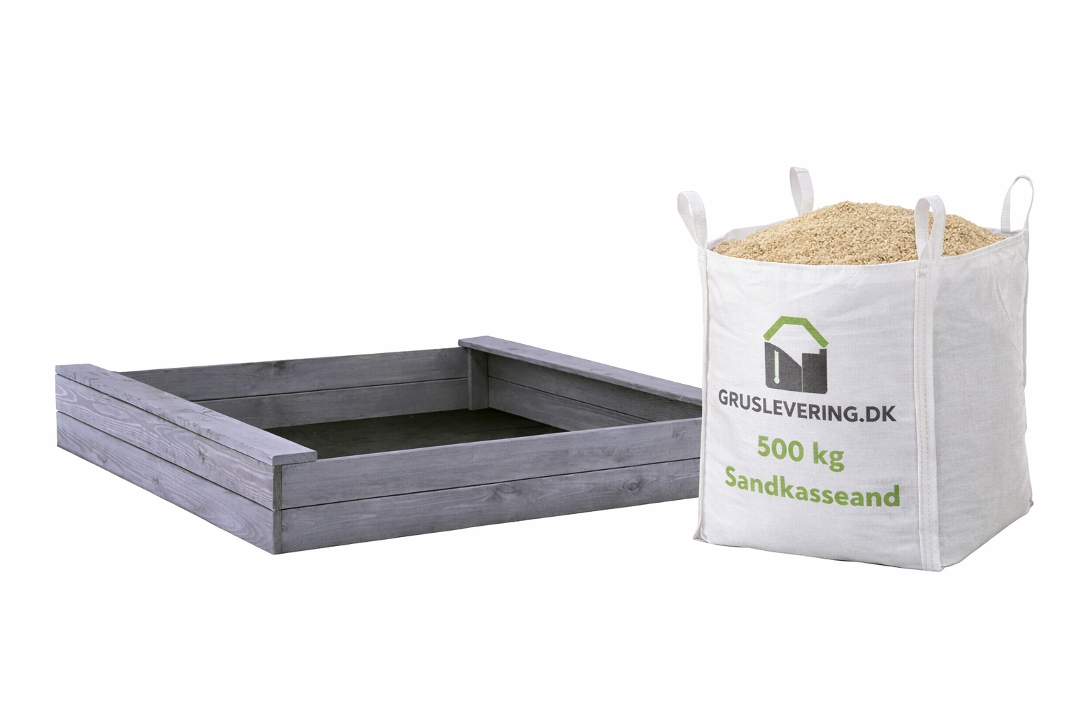 Sandkasse grå 120X120 CM inkl. 500kg sand
